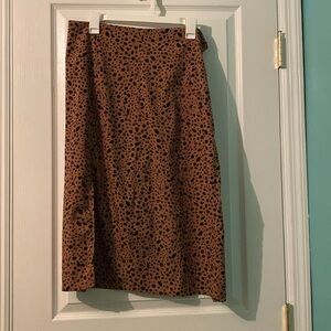 Spotted/leopard print midi skirt with slit
